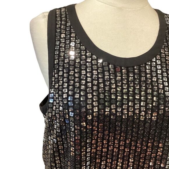 NWT Calvin Klein Sequin Racerback Shift Dress M Black - Picture 6 of 12